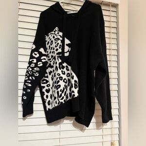 Torrid black hooded sweater with leopard 2X